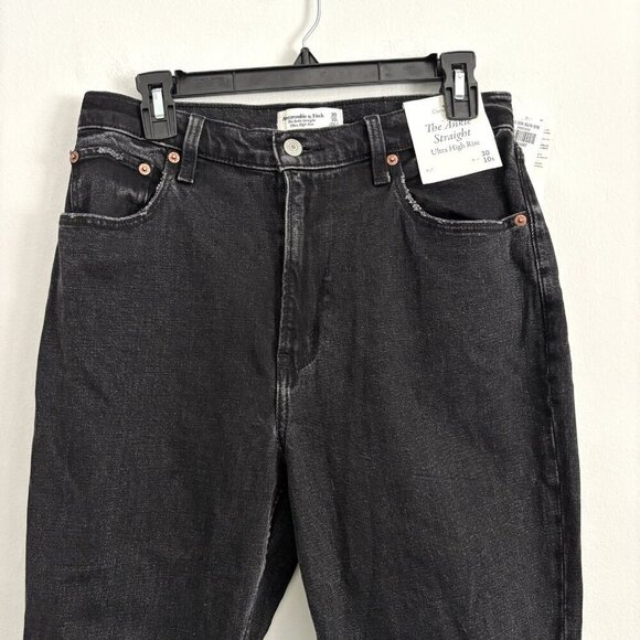 Abercrombie & Fitch Black Curve Love High Rise Ankle Straight Jeans Size 30/10s - Picture 3 of 10
